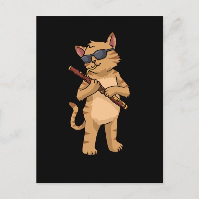 Carte Postale Cat Bassoonist Cadeaux Hommes Jazz Musique Cat Bas (Devant)