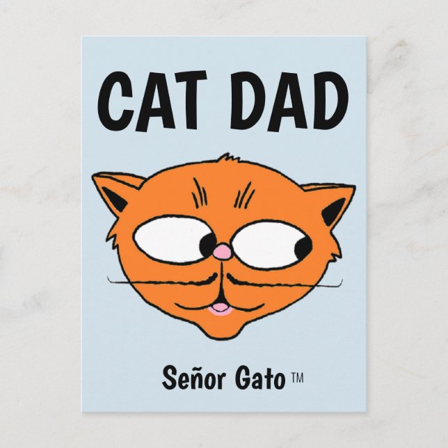 Carte Postale "CAT DAD" Señor Gato Mustache Cat (Devant)