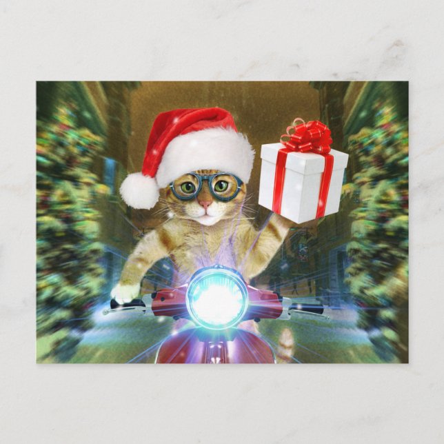 Carte Postale Cat dans le Santa Claus a empoisonné les délicieux (Devant)