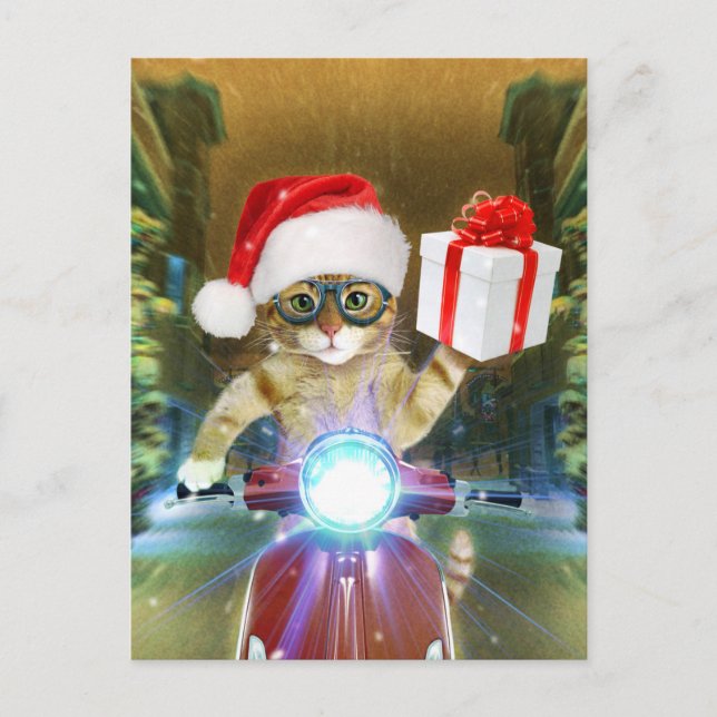 Carte Postale Cat dans le Santa Claus a empoisonné les délicieux (Devant)