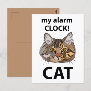 Carte Postale Cat Face Mon Alarme Horloge Tablette Cat