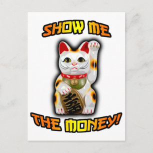 Carte Postale CAT JAPONAIS Maneki Neko d'argent