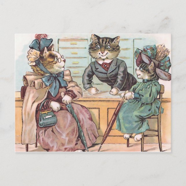 Carte Postale Cat Ladies Shopping (Devant)