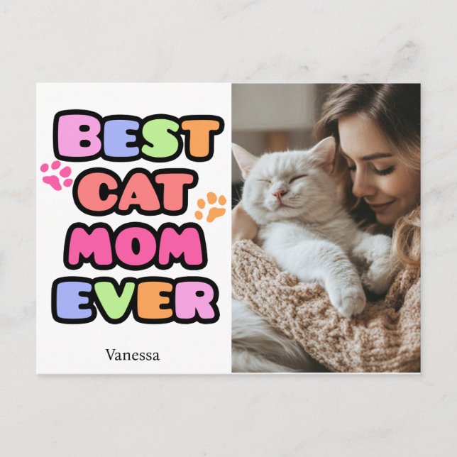 Carte Postale Cat Mom Avec Photo Personnalisée Et  (Devant)