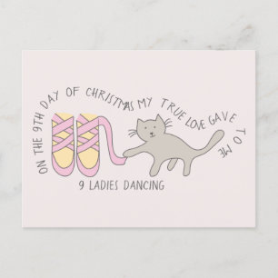 Carte Postale Cat Neuf Jour 9 Dames Danser Noël