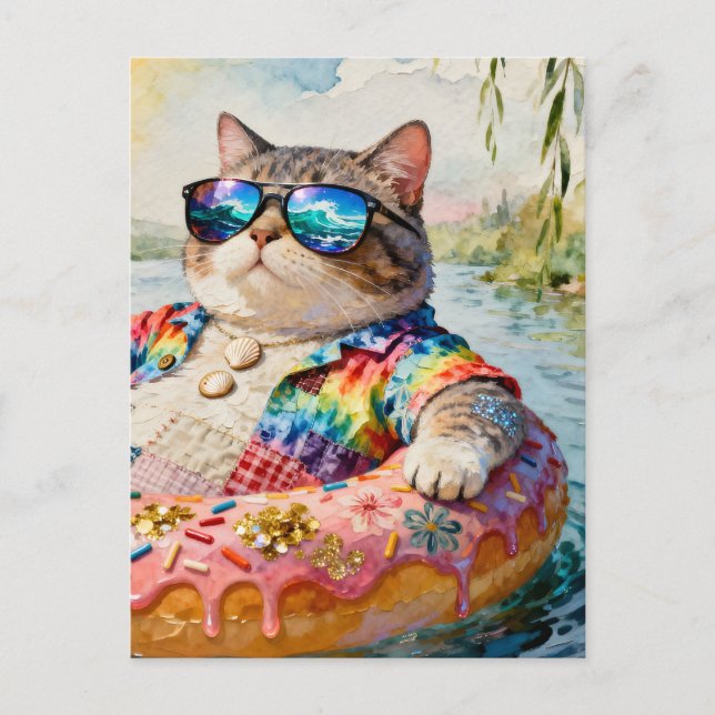 Carte Postale Cat on a Float Trip (Devant)