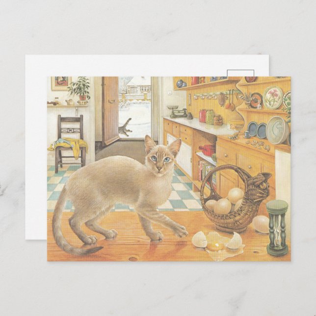CARTE POSTALE CAT PAINTED POSTCARD (Devant / Derrière)