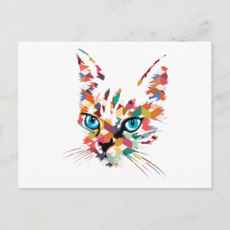 CARTE POSTALE CAT POP ART