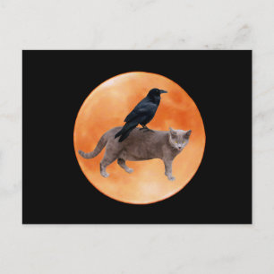 Carte postale Cat Raven Moon