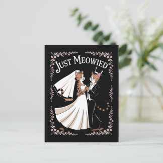 Carte Postale Cat Royal Mariage Drôle Juste Marié Couples Danse