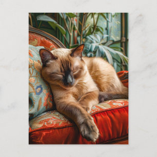 Carte Postale Cat Sleeping on Cozy Chaise
