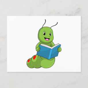 Carte Postale Caterpillar à lire avec livre