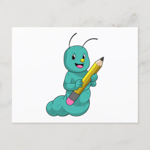 Carte Postale Caterpillar avec crayon