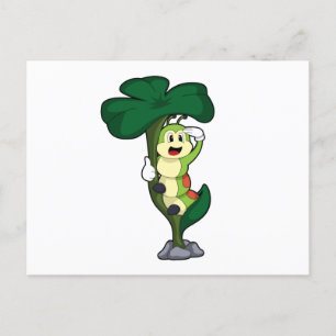 Carte Postale Caterpillar avec feuille