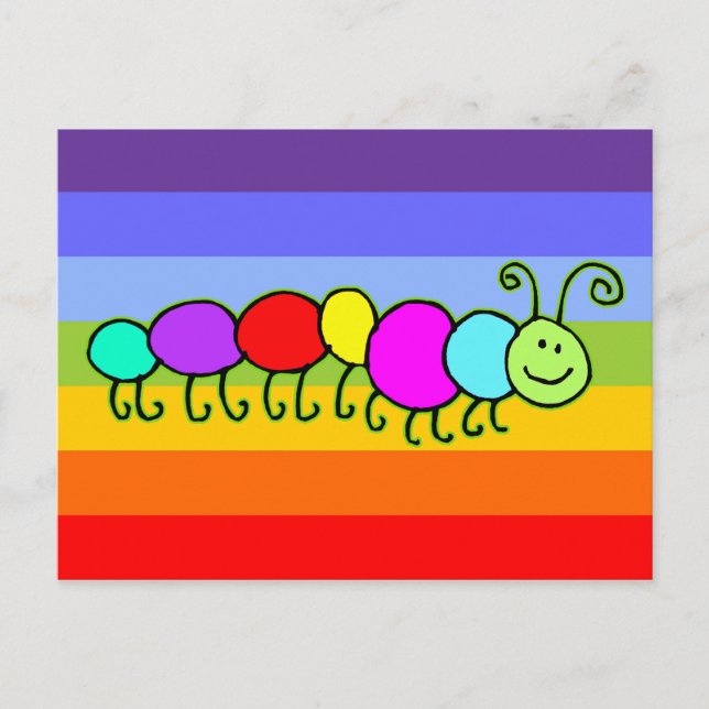 Carte Postale Caterpillar Netty | rayures couleur chakren (Devant)