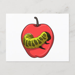 Carte Postale Caterpillar with Apple