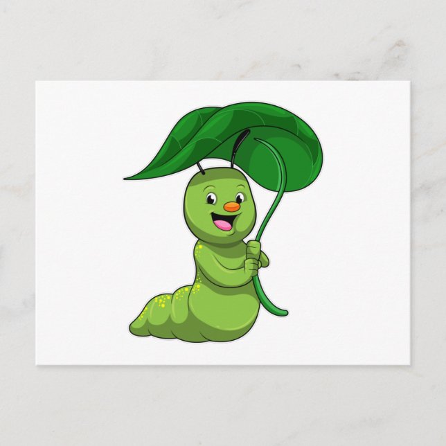 Carte Postale Caterpillar with Leaf as Parasol (Devant)