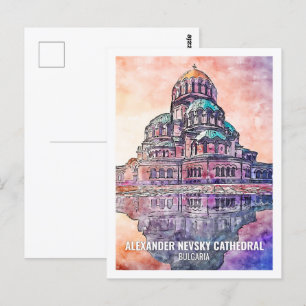 Carte Postale Cathédrale Alexandre Nevsky Travel Place Watercolo