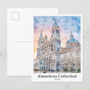 Carte Postale Cathédrale d'Almudena Madrid Espagne Voyage Aquare