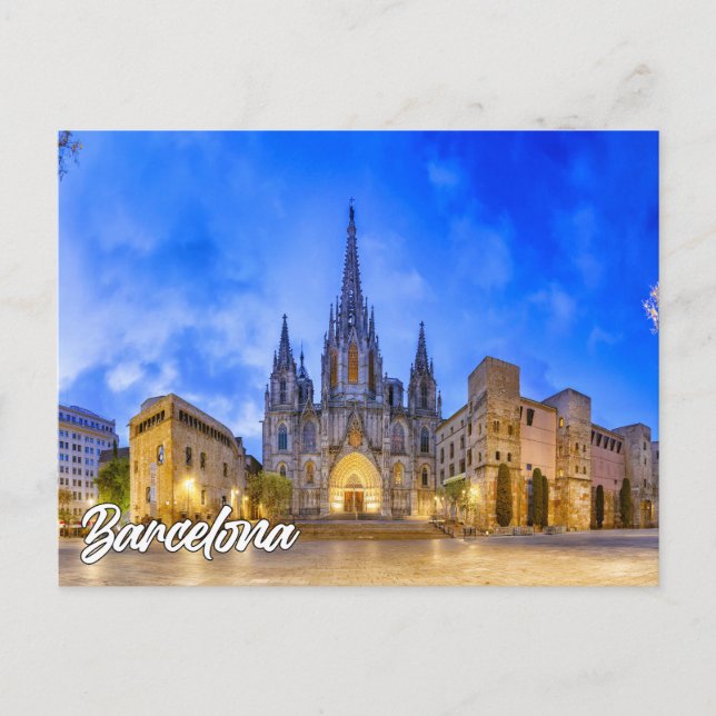 Carte Postale Cathédrale de Barcelone, Barcelone, Espagne (Devant)