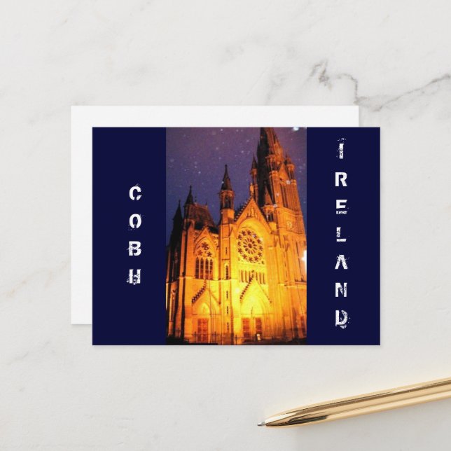 Carte Postale Cathédrale de Cobh Irlande (Devant/Arrière en situation)