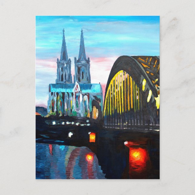 Carte Postale Cathédrale de Cologne avec Hohenzollernbridge (Devant)
