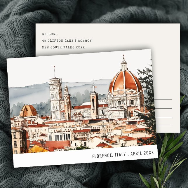 Carte Postale Cathédrale de Florence Italie Aquarelle Voyage Ita (Créateur téléchargé)