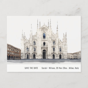 Carte Postale Cathédrale De Milan Italie Aquarelle Enregistrer L