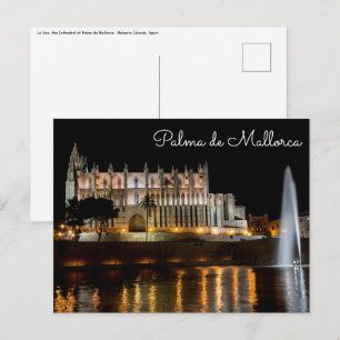 Carte Postale Cathédrale de Palma de Mallorca la nuit - Espagne