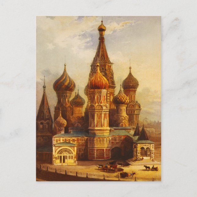 Carte Postale Cathédrale Saint-Basile, Moscou, Russie. (Devant)