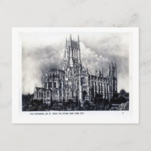 Carte Postale Cathédrale Saint-Jean-le-Divin, NYC Vintage