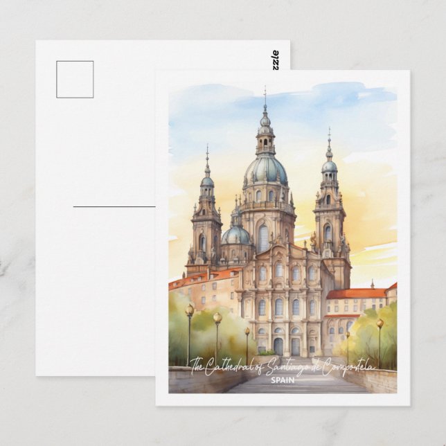 Carte Postale Cathédrale Santiago Espagne Lieu de voyage célèbre (Devant / Derrière)