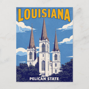 Carte Postale Cathédrale St. Louis de style rétro vintage en Lou