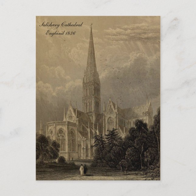 Carte Postale Cathédrales d'Angleterre série : Salisbury 1836 (Devant)