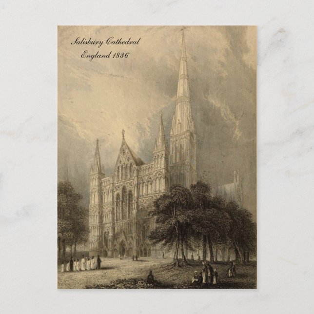 Carte Postale Cathédrales d'Angleterre série : Salisbury 1836 (Devant)