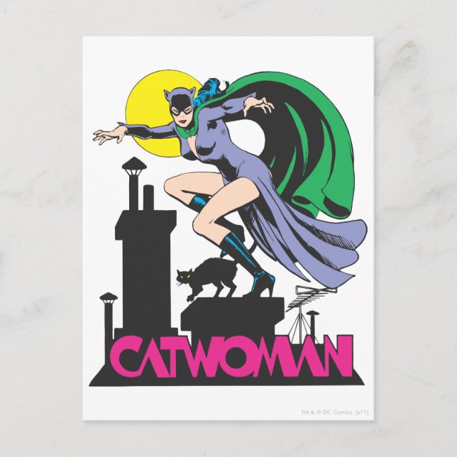 Carte Postale Catwoman & Logo rose (Devant)
