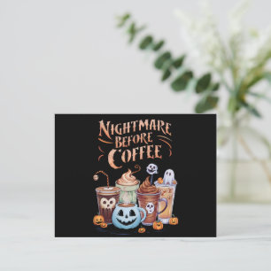 Carte Postale Cauchemar avant café Citrouille Épice Halloween