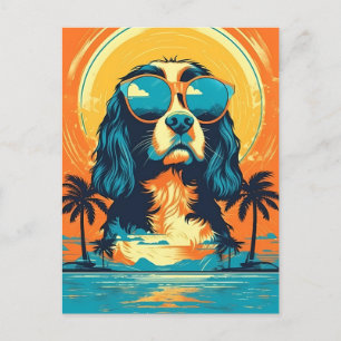 Carte Postale Cavalier King Charles Spaniel avec lunettes de sol