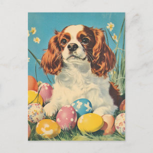 Carte Postale Cavalier Roi Charles Espagnol Vintage Pâques