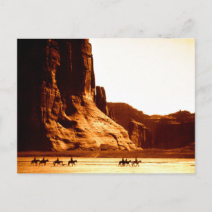 Carte Postale Cavaliers Navajos Dans Canyon De Chelly 1904 Par E