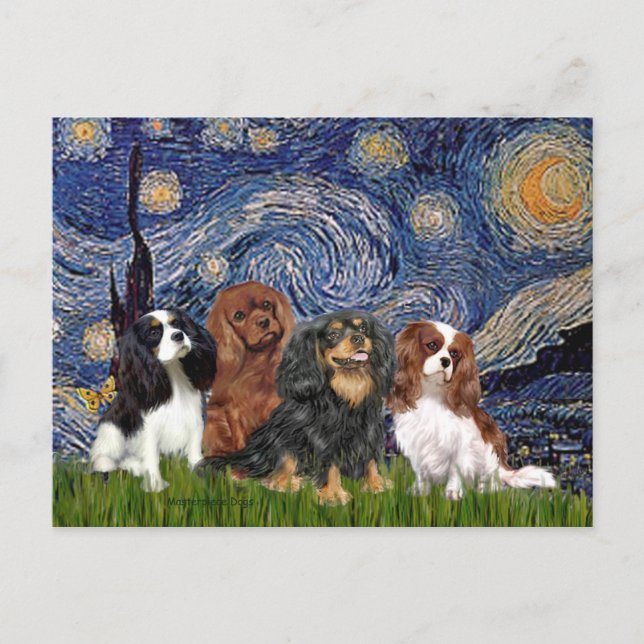 Carte Postale Cavaliers (quatre) - Nuit étoilée (Devant)