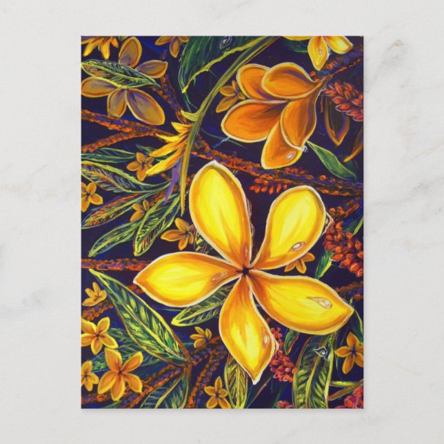 Carte Postale CBjork Yellow Island Plumeria Art (Devant)