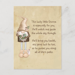 Carte Postale  Ce petit Gnome porte chance et santé  