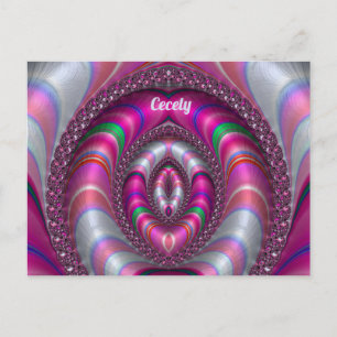 Carte Postale CECELY ~  Motif Fractal 3D Rose ~
