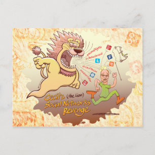Carte Postale Cecil la vengeance des réseaux sociaux du Lion