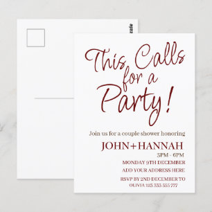 Carte Postale Cela demande une fête drôle Co-ed Couple Douche