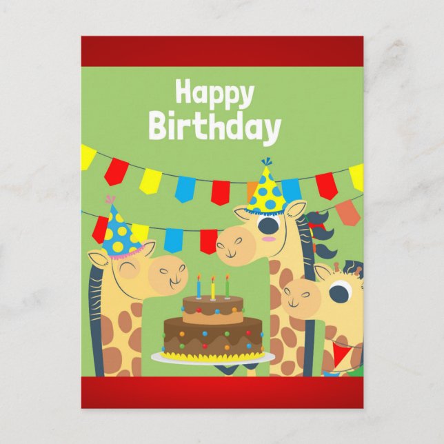 Carte Postale Célébration Animale Joyeuse Girafe (Devant)