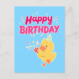 Carte Postale Célébration d'ANNIVERSAIRE Mignonne Kawaii Poussin