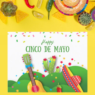 Carte Postale Célébration de Confetti Cinco de Mayo