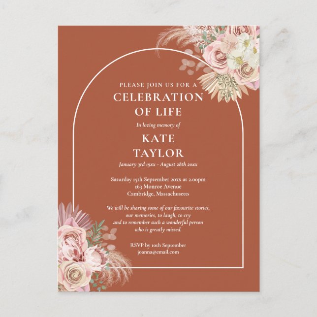 Carte Postale Célébration de la vie avec arche en herbe des Pamp (Devant)